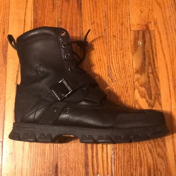 black high top polo boots